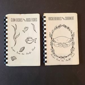 2 Vintage Cookbooks Clam Dishes & Rock Fishes Huckleberries & Crabmeat Pacific